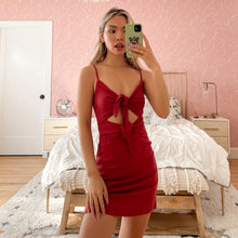 Load image into Gallery viewer, Red Eye Tie Front Dress
